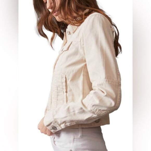 Free People ivory Rumors Denim Jacket in Ecru 011 Size XSmall - Picture 3 of 10